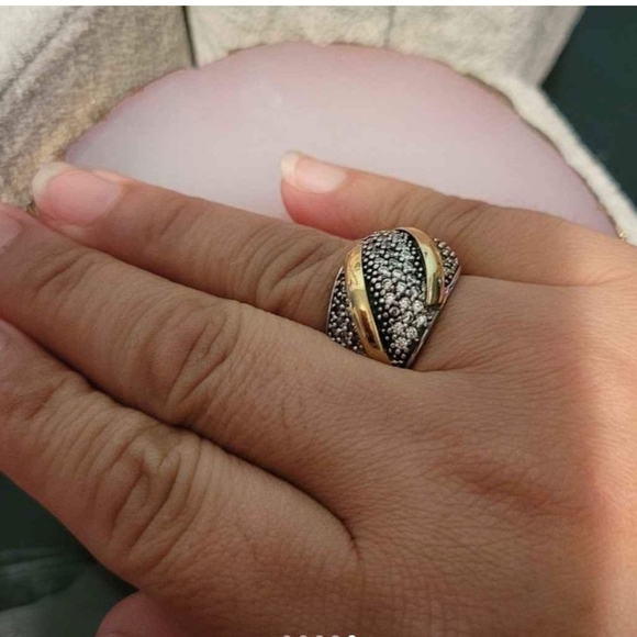 Solid sterling silver 925 & 10kt yellow gold ring size 7.5 - Picture 2 of 6